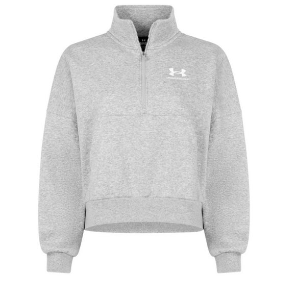 Under Armour Women's Sweatshirt Overized Grey Icon Fleece Half Zip Pullover 2XL - Picture 1 of 14